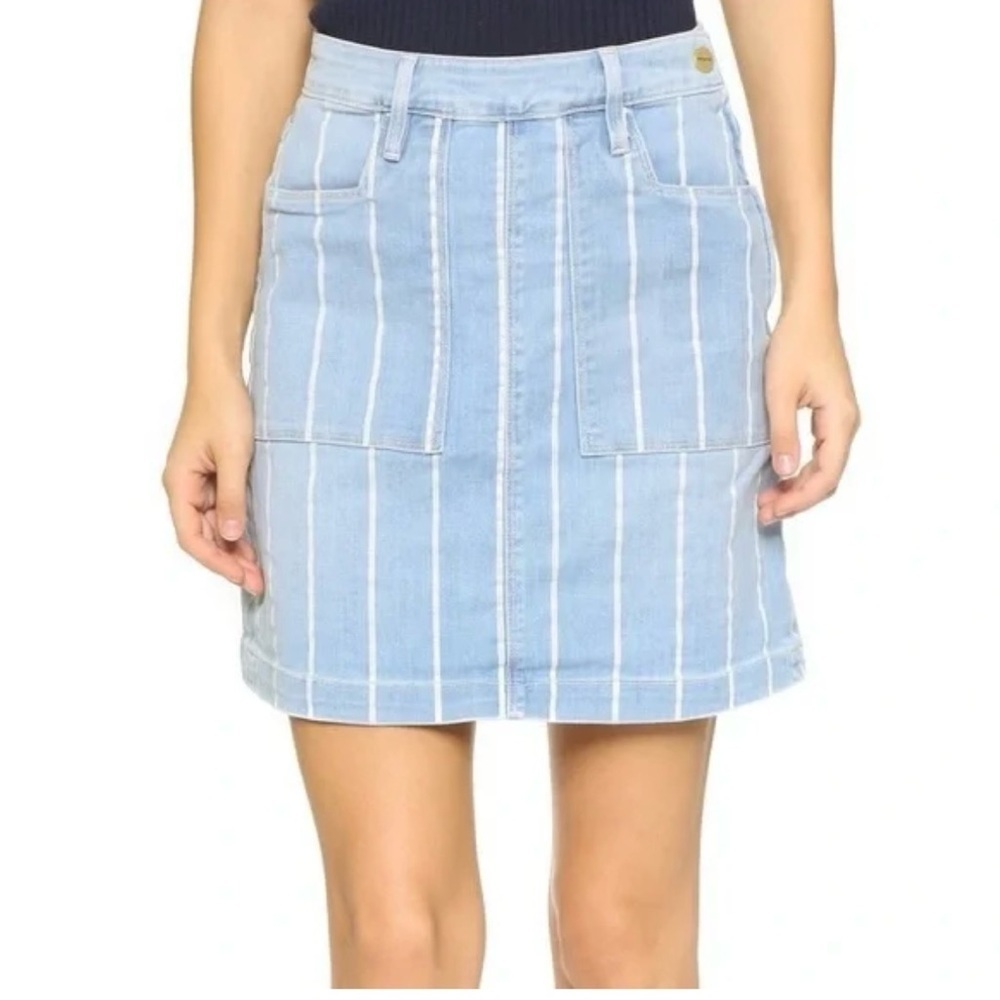 Frame Denim Blue and White A-line Mini Skirt